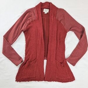 Lucky Brand Lucky Lotus Longline Red Cozy Knit Cardigan